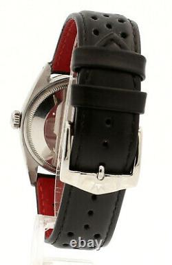 Mens Vintage ROLEX Oyster Perpetual Date 34mm Shiny RED Dial Diamond Steel Watch