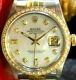 Mens Vintage Rolex Oyster Perpetual Datejust 36mm Mop Gold Diamond Dial Watch