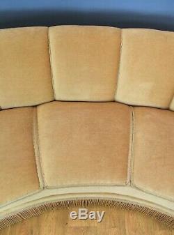 Mid Century Art Deco Danish Beige Velour 3 Seat'Banana' Sofa Settee 1930s 40s