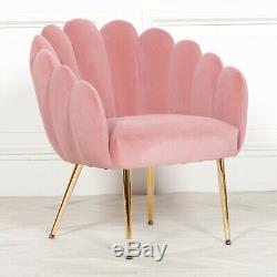 Mid Century Art Deco Vintage Blush Pink Scalloped Arm Chair Dining Chair