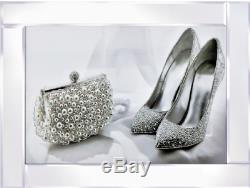 Mirror Frame Shoe Bag Picture with Glitter Liquid Crystal Glass Wall Art 95x75cm