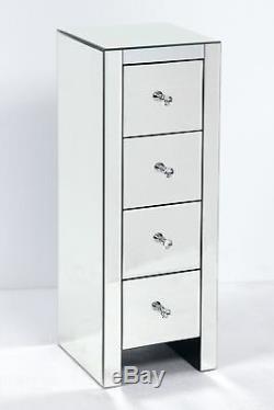 Mirrored Bedroom Furniture Chest of 4 Drawers Tallboy Tall Narrow Venetian
