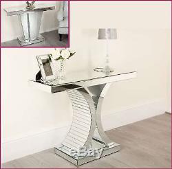 Mirrored Console Hallway Side Table Silver Mirror Modern Furniture Glass Lounge