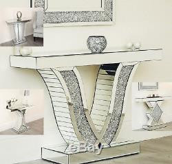 Mirrored Console Hallway Side Table Silver Mirror Modern Furniture Glass Lounge