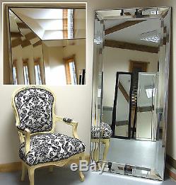 Modena-G Extra Large Bevelled Venetian Leaner Mirror With Veneer Edge 31 x 65