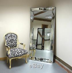 Modena-G Extra Large Bevelled Venetian Leaner Mirror With Veneer Edge 31 x 65