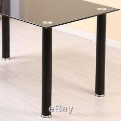 Modern Dining Table and 4 Chairs Black Kitchen Dining Room Furniture Set