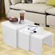 Modern Nest Of 3 Coffee Tables Side End Table Set White Color Living Room