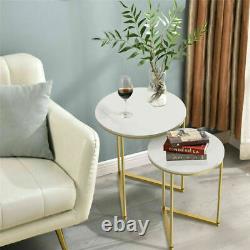 Modern Round Nesting Coffee Tea Table Set of 2 Stacking Sofa Side Table Bedroom