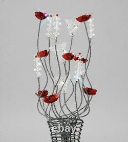 Modern Table Lamp Aluminium Black Red Chrome Crystal 5 Light Flower Retro Lamp