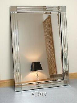 Molly Silver Glass Framed Rectangle Bevelled Wall Mirror Extra Large 120x80cm