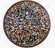 Mosaic Art Dining Table Top Black Round Marble Hallway Decor Table 72 Inches