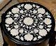Mother Of Pearl Inlay Work Bed Side Table Black Marble Coffee Table Top 13 Inch