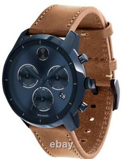 Movado Bold Men's Chronograph 3600476 Ink Blue Sunray Dial Brand New Watch