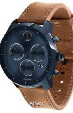 Movado Bold Men's Chronograph 3600476 Ink Blue Sunray Dial Brand New Watch