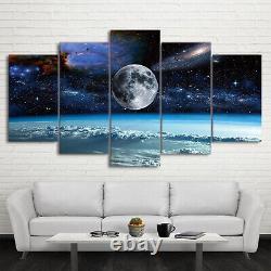 Multi Panel Print Satellite Space Canvas 5 Piece Wall Art Star Moon Earth Galaxy
