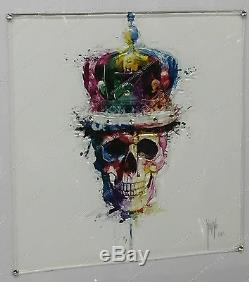 Multi coloured skull with crown, crystals, liquid art & mirror frame picture