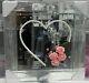 New 3d Silver Heart With Roses Liquid Art Wall Frame Chrome Look 55x55cm