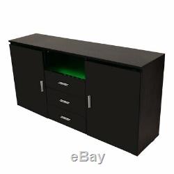 NEW STYLE 2 Door 3 Drawer Buffet Cabinet Sideboard Black High Gloss Buffet + RGB