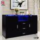 New Style Led High Gloss Buffets 2 Door 3 Drawer Cabinet Sideboard Black Modern