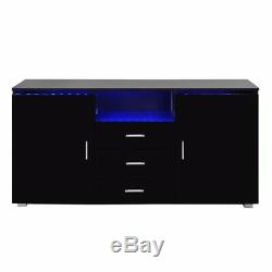NEW STYLE LED High Gloss Buffets 2 Door 3 Drawer Cabinet Sideboard Black Modern