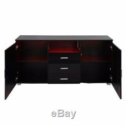 NEW STYLE LED High Gloss Buffets 2 Door 3 Drawer Cabinet Sideboard Black Modern