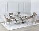 Niches Arianna Dinning Table Marble Top Grey & Cream Chrome Frame 1.6m / 1.8m