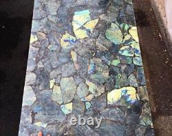 Natural Labradorite Gemstone Dining Table Top Luxury Restaurant Furniture Decor