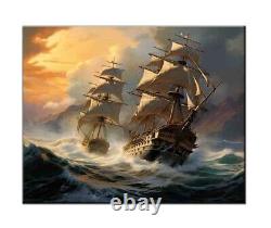 Naval battle scene seascape voyage ships oil painting-Dream Artwork Prints-IV