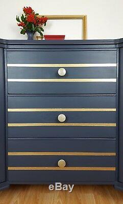 Navy And Gold Art Deco Style Sideboard