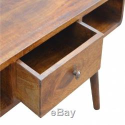 New AF Range Solid Wood 1 Drawer Curved Coffee Table Art Deco Chestnut