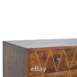 New AF Range Solid Wood 2 Drawer Media Unit with Brass Inlay TV