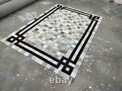 New Cowhide Leather Area Rug Patchwork Carpet Hair-On-Hide Rug Real Cow Skin