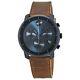 New Movado Bold Blue Chronograph Dial Cognac Brown Leather Men's Watch 3600476