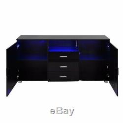 New Style Black Buffets 2 Door 3 Drawer Cabinet Sideboard High Gloss & Rgb Led