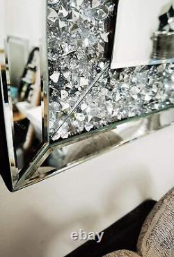 New wide strip Crushed jewel wall mirror loose diamante home decor mirror gift