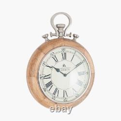 Nickel and Wood Stopwatch Wall Clock For Kitchen Living Room Wall Mounted Clock
