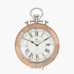 Nickel and Wood Stopwatch Wall Clock For Kitchen Living Room Wall Mounted Clock