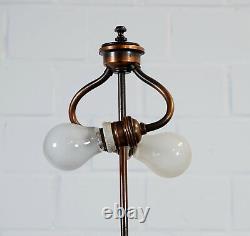 Noble Copper Showpiece Table Lamp with Cherubs 2 Flame On Marble Base 30er years