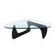 Noguchi Style Glass And Wooden Coffee Table Walnut Natural Or Black Wood Options