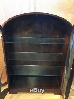Oak art deco style display cabinet with 3 glass shelves #120
