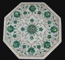 Octagon Shape Marble Coffee Table Top Pietra Dura Art Corner 13 Inches