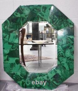 Octagone Malachite Gemstone Top Mirror Fram, Elegant Look Wall Mirror Frame Deco