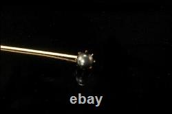 Old Art Deco Style 14k Gold Black Pearl Stick Pin Lt