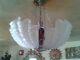 Original 1930 Art Deco Chrome Frosted Glass Odeon Style Clam Shell Ceiling Light