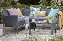Outdoor Grey Rattan Garden Furniture 5 Seater Corner Sofa & Table Patio Set