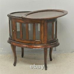 Oval Drinks Cabinet Glass with tray Mahogany Victorian Repro Delivery Available