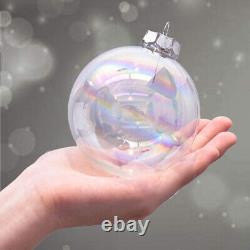 Pack of 5-50 Iridescent Clear Glass Fillable Bauble Xmas Hanging Sphere Ornament