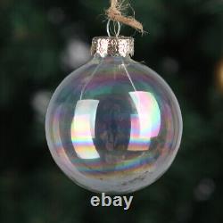 Pack of 5-50 Iridescent Clear Glass Fillable Bauble Xmas Hanging Sphere Ornament