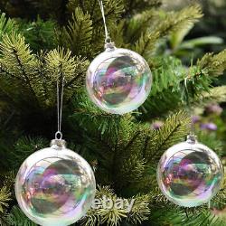 Pack of 5-50 Iridescent Clear Glass Fillable Bauble Xmas Hanging Sphere Ornament